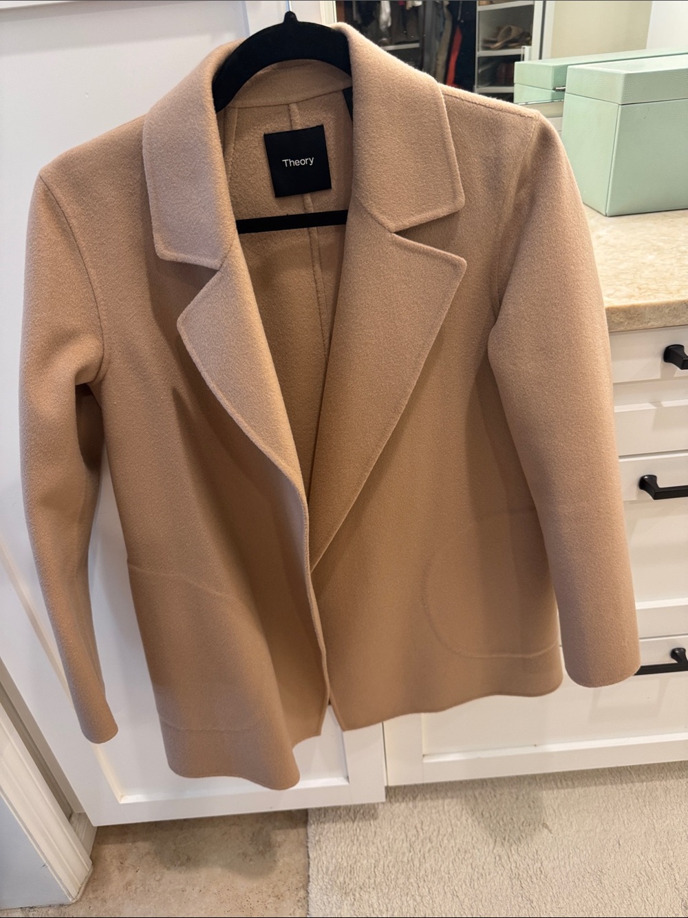 Theory Women's Camel Wool-Blend Pea Coat